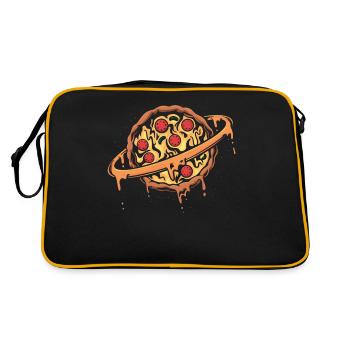 Funny space planet lovers, pizza chef - Retro Bag - black/gold - Back