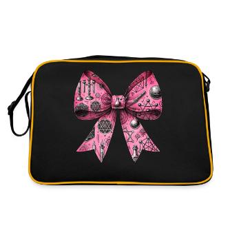 Coquette Schleife Alchemie Symbol Muster Rosa - Retro Tasche - Schwarz/Gold - Hinten