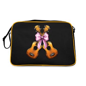 Coquette Bogen Ukulele Gitarre Uke Mädchen Mama - Retro Tasche - Schwarz/Gold - Hinten