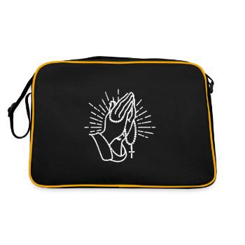 Praying Hands Rosary Cross Faith God Christian - Retro Bag - black/gold - Back