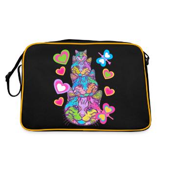 Chat Chats Chat Visage Enfants Enfant - Sac Retro - noir/or - Dos
