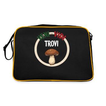 Tenue pour cueilleur de champignons avec des montagnes de cèpes - Sac Retro - noir/or - Dos