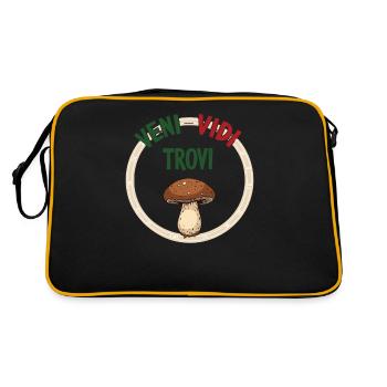 Tenue pour cueilleur de champignons avec des montagnes de cèpes - Sac Retro - noir/or - Dos