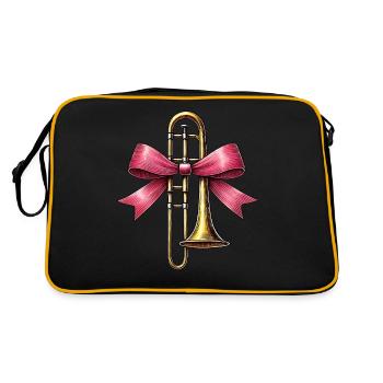 Kokette Bogen Posaunenmädchen Posaunist Mama - Retro Tasche - Schwarz/Gold - Hinten