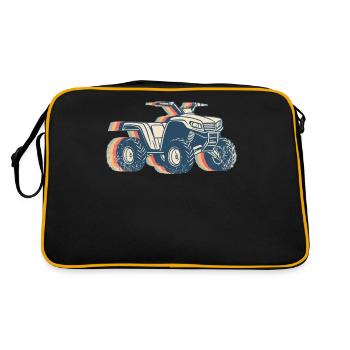 Atv Quad 4 Wheeler Rétro Line Art - Sac Retro - noir/or - Dos