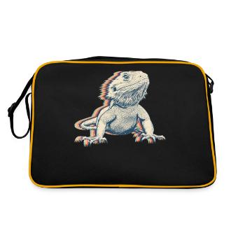Dragon-barbu lézard Rétro Line Art - Sac Retro - noir/or - Dos