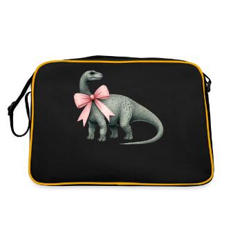 Coquette Bow Brontosaurus Dinosaur Girl - Retro Bag - black/gold - Back