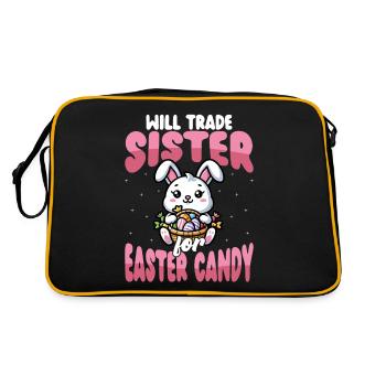 Werden Schwester Gegen Ostersüßigkeiten Lustig - Retro Tasche - Schwarz/Gold - Hinten