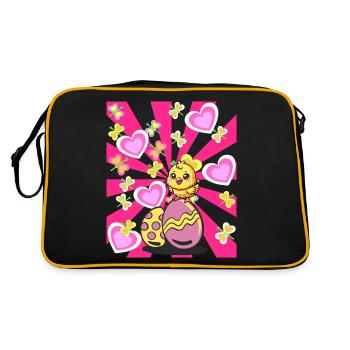 Pâques Rétro poussin oeuf de Pâques oeufs de Pâques enfants des années 80 - Sac Retro - noir/or - Dos