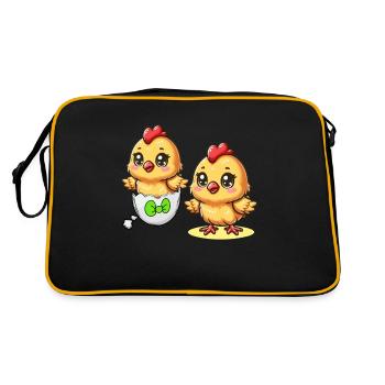 Chick Easter Egg Easter Eggs Chicken Eggs Easter Child - Retro Bag - black/gold - Back