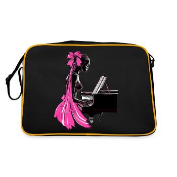 Coquette Bow Pianiste Piano Girl Maman Mamans - Sac Retro - noir/or - Dos