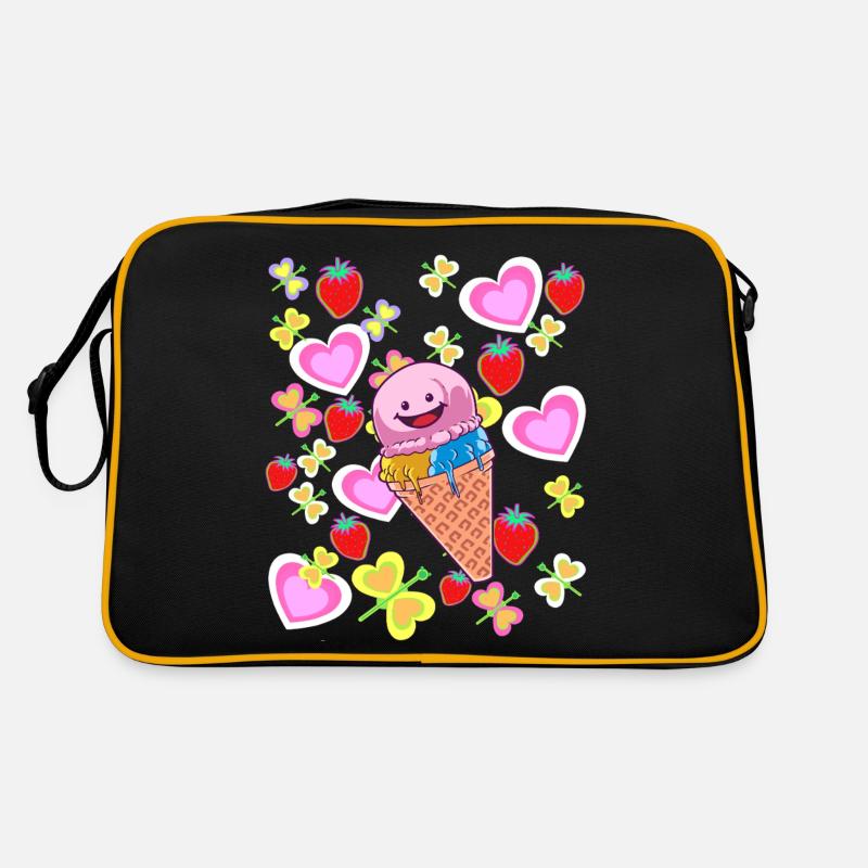 Sommer Retro Eis Eiskrem Kinder Kind Eiscrem - Retro Tasche - Schwarz/Gold