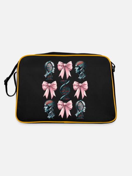 Coquette Bow Genealogie DNA Familiengeschichte - Retro Tasche - Schwarz/Gold - Hinten