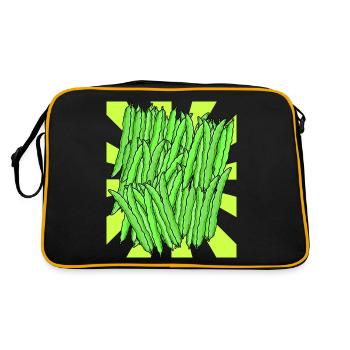 Haricot Vert Haricot Légume Rétro Vintage - Sac Retro - noir/or - Dos