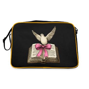 Kokette Bogen Christlicher Pastor Bibel Taube Mama - Retro Tasche - Schwarz/Gold - Hinten