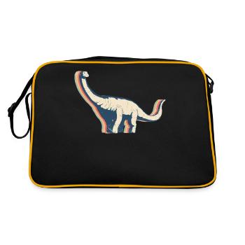 Brontosaurus Dinosaur Retro Line Art - Retro Bag - black/gold - Back