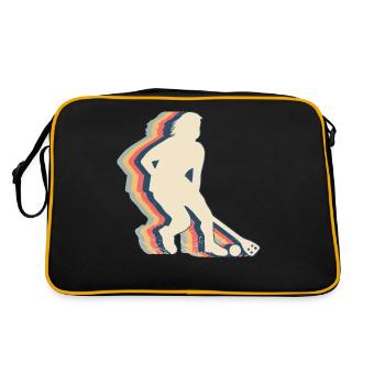 Broomball Player Team Retro Line Art - Retro Bag - black/gold - Back