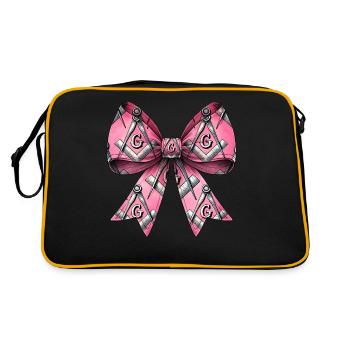 Kokette Bogen Freimaurersymbole Freimaurerei Mom - Retro Tasche - Schwarz/Gold - Hinten