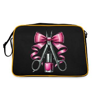 Coquette Bow Nail Tech Esthéticienne - Sac Retro - noir/or - Dos