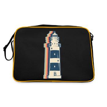 Lighthouse Seaside Retro Line Art - Retro Bag - black/gold - Back