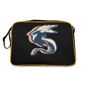 Mosasaurus Dinosaur Retro Line Art - Retro Bag - black/gold - Back