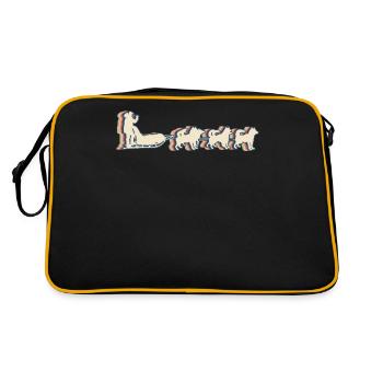 Mushing Sled Dog Sledding Retro Line Art - Retro Bag - black/gold - Back