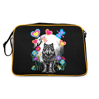 Retro Wolf Wolves Fairy Tale Fairy Tale Character Vintage - Retro Bag - black/gold - Back