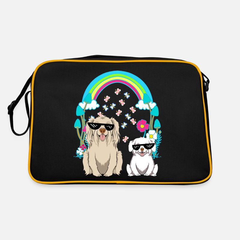 Hunde Hund Kinder Kind Haustiere - Retro Tasche - Schwarz/Gold