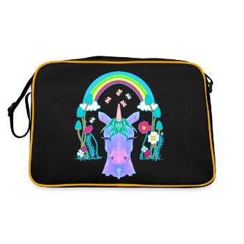 Licorne Licornes Arc-en-ciel Animaux mythiques Enfant - Sac Retro - noir/or - Dos