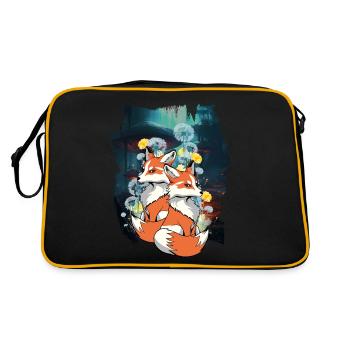 Animaux de la forêt, renards, renards, forêt, animaux sauvages - Sac Retro - noir/or - Dos