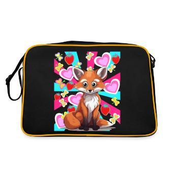 Retro Sommer Fuchs Waldbewohner Erdbeeren 80er - Retro Tasche - Schwarz/Gold - Hinten