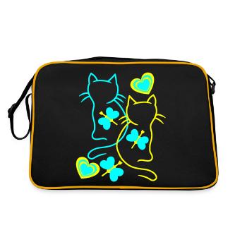 Cats Cat Retro Vintage Kitten Cat Holder - Retro Bag - black/gold - Back