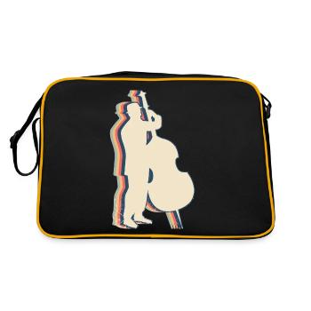 Cello Instrument Cellist Retro Line Art - Retro Bag - black/gold - Back