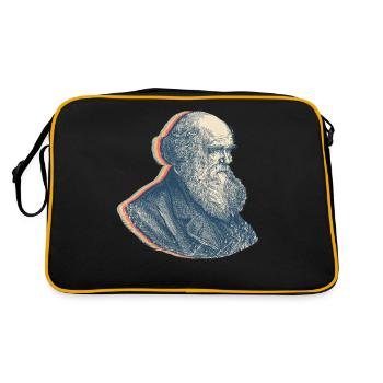 Charles Darwin Theory of Evolution Retro Line Art - Retro Bag - black/gold - Back