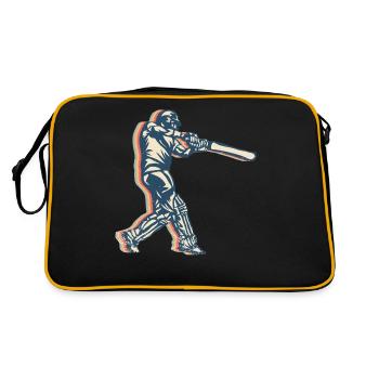 Cricket Player Team Retro Line Art - Retro Bag - black/gold - Back