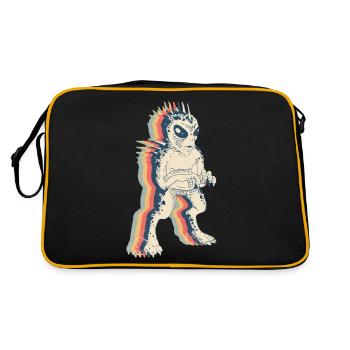 El Chupacabra Krypto Kryptozoologie Retro Line Art - Retro Tasche - Schwarz/Gold - Hinten