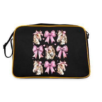 Coquette Bogen Appaloosa Pferd Mädchen Mama Rosa - Retro Tasche - Schwarz/Gold - Hinten