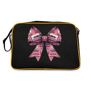 Coquette Bow Kassettenband Muster 80er Jahre Retro - Retro Tasche - Schwarz/Gold - Hinten