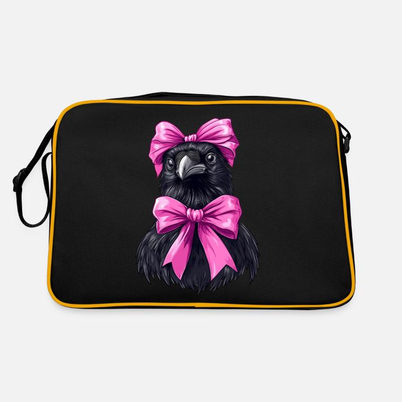Coquette Bogen Rabe Krähe Vogel Mädchen Mama rosa Retro Tasche