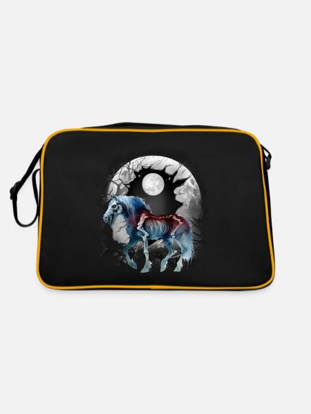 Halloween Chevaux Cheval Mystique - Sac Retro - noir/or