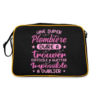 Une Super Plombière - Cadeau plombiere - Sac Retro - noir/or - Dos