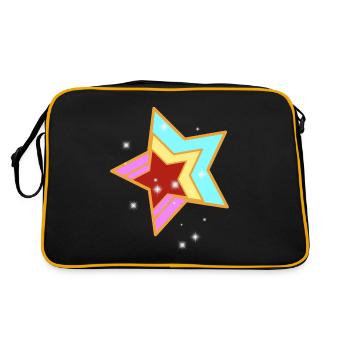 Retro Sterne Vintage 60er 80er - Retro Tasche - Schwarz/Gold - Hinten