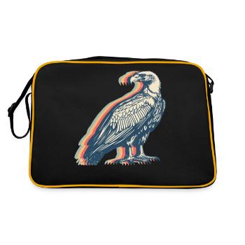 Geier Vogel Retro Line Art - Retro Tasche - Schwarz/Gold - Hinten