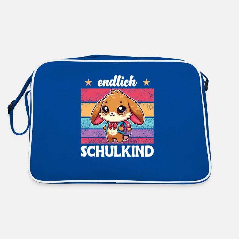 Endlich Schulkind süßer Hase zur Einschulung Retro Tasche