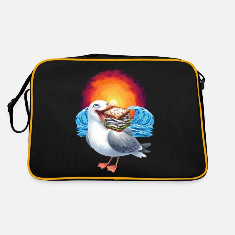 Sandwidsch Hering Fisch Möwe maritim Retro Tasche