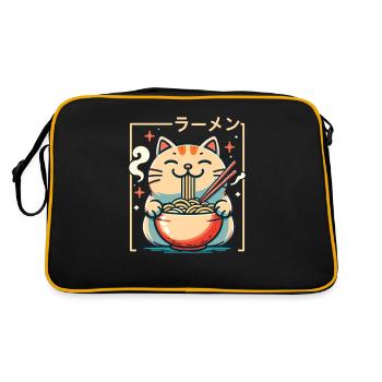 Chat avec des nouilles ramen chat kawaii - Sac Retro - noir/or - Dos