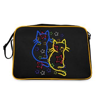 Retro Katze Katzen 60er - Retro Tasche - Schwarz/Gold - Hinten