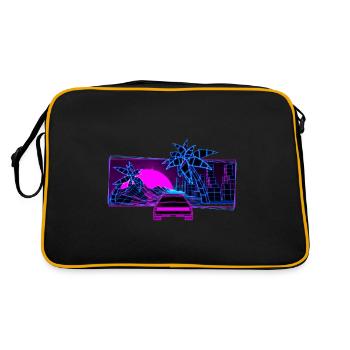 Retrowave sports car palm trees Vaporwave 80s - Retro Bag - black/gold - Back