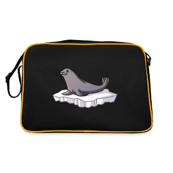 Niedliche Robben Kindergeschenke Arktische Tiere - Retro Tasche - Schwarz/Gold - Hinten