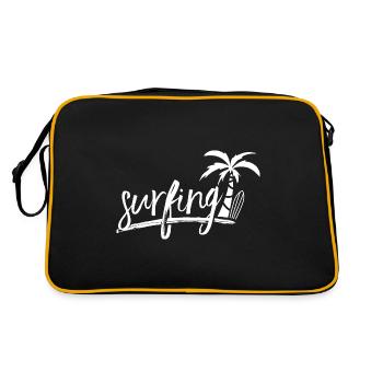 Surfen Wellenreiten Surfbrett Surfer Surfing - Retro Tasche - Schwarz/Gold - Hinten